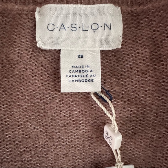 Caslon Fair Isle Knit Sweater Brown Cream Gray Cozy Pullover XS - NWT - Picture 6 of 8